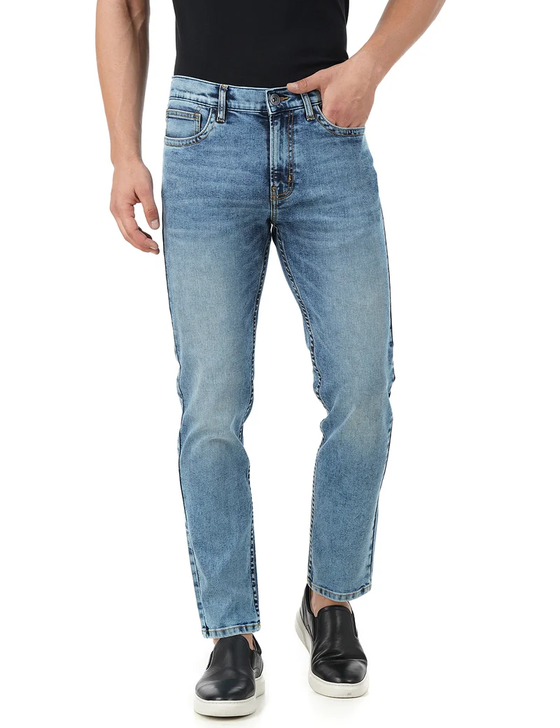 Inkd INDIGO - Sky Why Men's Regular Fit Jeans - Mid-Rise | Cotton Blend | Lightweight | Stretchable Fabric | Contrast Stitch | Classic 5 Pocket Styling | Jeans for Men for Men | Best Price UAE